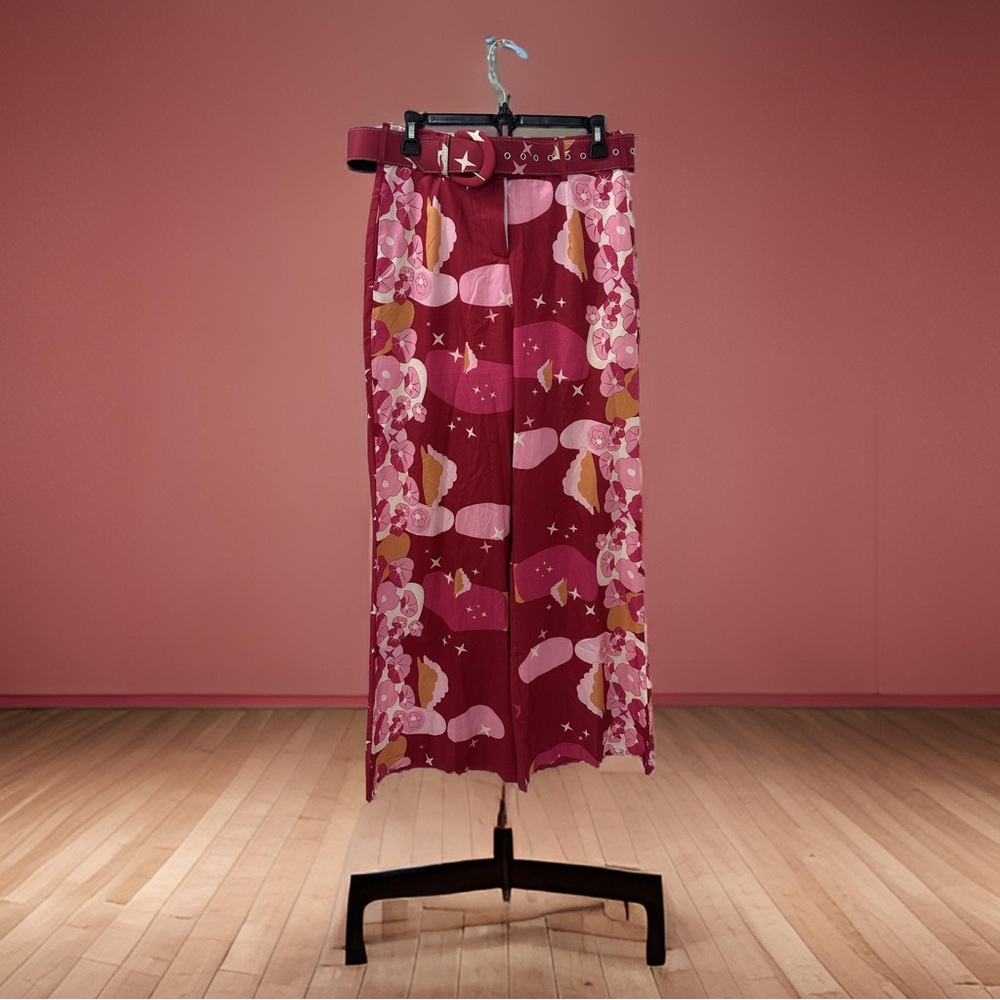 Wide leg groovy print pants